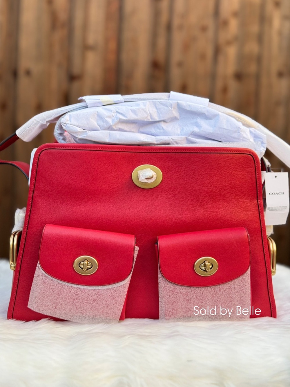NWT Coach Turnlock Haversack Scarlet